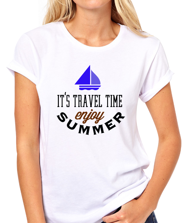 เสื้อยืดคอกลม Its travel time T-shirt